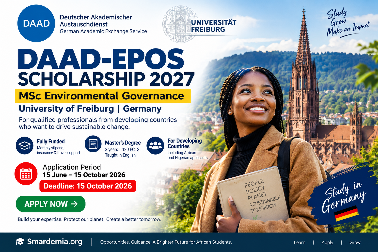 DAAD-EPOS Scholarship 2027 in Germany: MSc Environmental Governance at the University of Freiburg