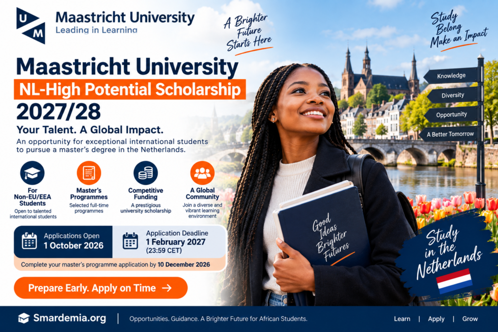 Maastricht University NL-High Potential Scholarship 2027/28 for international master's students in the Netherlands